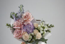 Букет из гортензии и вывернутой розы: Искусство сочетания